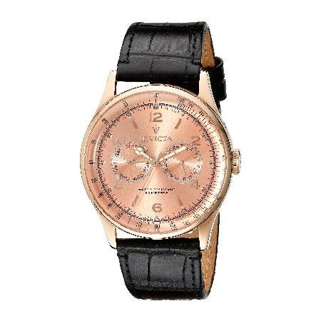 Invicta Men&apos;s 6752 Vintage Rose Dial Black Leather...