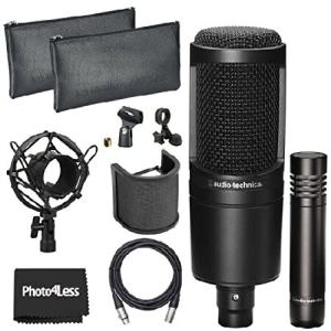 Audio-Technica 2020 Cardioid Condenser Studio XLR Microphone with AT2021 Small Condenser Mic Package + Microphone Shock Mount and Pop Filter｜pyonkichishouten