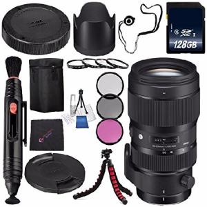 Sigma 50-100mm f/1.8 DC HSM Art Lens for Canon EF #693954 + 82mm 3 Piece Filter Kit + 128GB SDXC Memory Card + Lens Pen Cleaner + Cloth + Flexible Tri