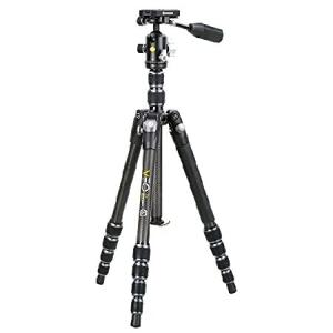 Vanguard VEO3T235CBP Carbon Fiber Travel Tripod with Ball Head, Removeable Pan Handle, and Quick Shoe with Built-in Smartphone Holder,Black