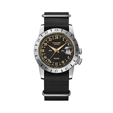 特別価格Glycine Men&apos;s Airman Vintage Noon 40mm Black D...