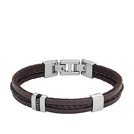 Fossil Men&apos;s Leather Essentials Strap Bracelet, Co...