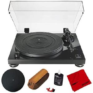 Audio-Technica AT-LPW50PB Fully Manual Belt-Drive Turntable Bundle with Deco Gear 12