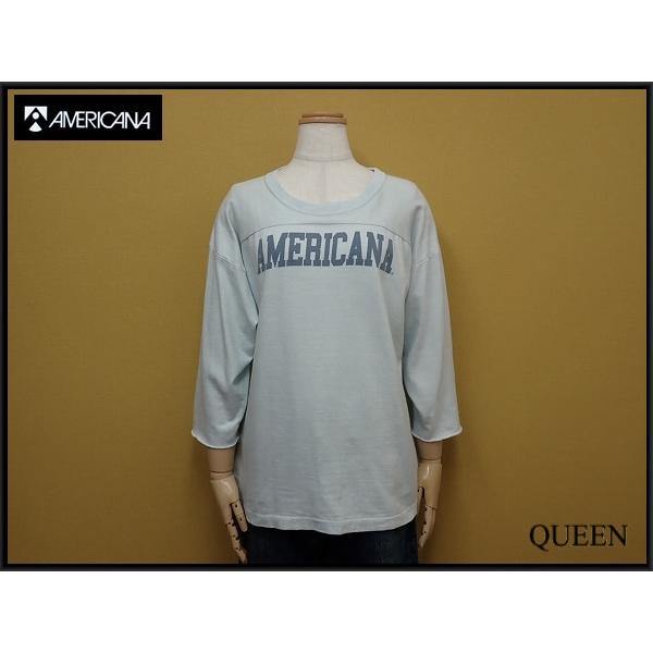送料無料 Americana フットボールTシャツ▼アメリカーナ/7分袖Tシャツ/カットソー/23*...
