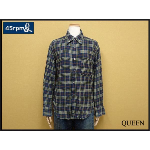 45R インディゴ染め チェックシャツ・2△45rpm/フォーティーファイブ/長袖/レディース/24...