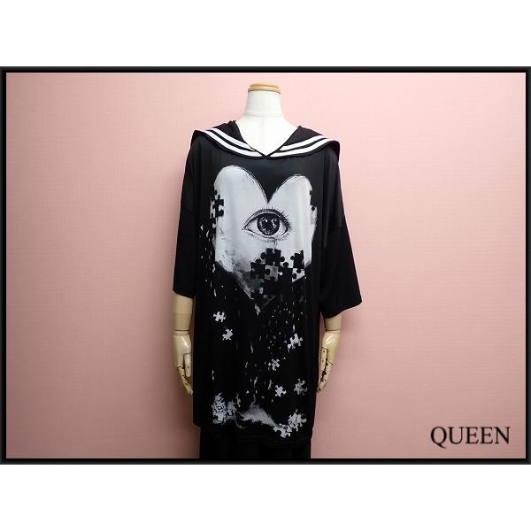 送料無料 ankoROCK カットソー◆アンコロック/セーラーカラ―/ハート 目 パズル/レディース...