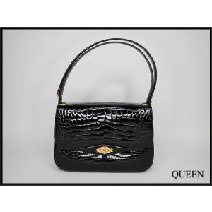 美品◇YAMAGUCHI ヤマグチ JRAタグ付き シャイニークロコダイルレザー