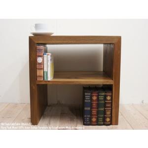 オールドチーク無垢材 オーディオラック 2段 幅50cm×奥行40cm×高さ50cm NR 完成品 組立不要 サイドテーブル