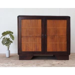 収納棚 キャビネット 扉付き 木製 竹 バンブー アジアン : うさぎ屋