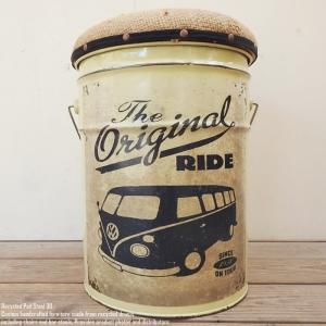 ペール缶スツール Esso [エッソ] 収納付き椅子 リメイク家具 オイル缶