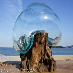 岩田久利 花瓶 花器 朝の海 ブルー系 ガラス(41712) : 堀田商事質店