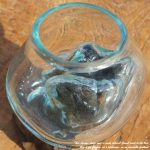 吹きガラスと天然木のオブジェ TN 金魚鉢 メ...の詳細画像5