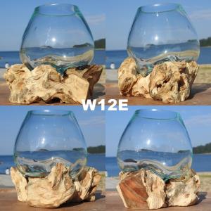 吹きガラスと天然木のオブジェ W12 金魚鉢 ...の詳細画像5