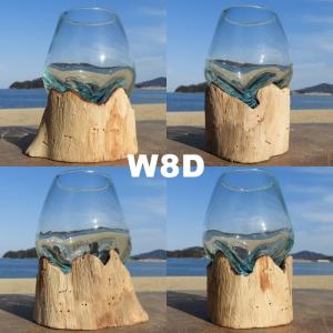 吹きガラスと天然木のオブジェ W8 金魚鉢 メ...の詳細画像4
