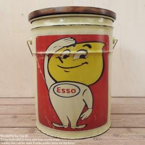 ペール缶スツール Esso [エッソ] 収納付き椅子 リメイク家具 オイル缶