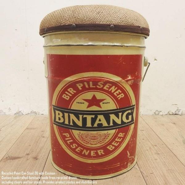 ペール缶 クッションスツール Bintang ビンタンビール 収納付き椅子 ペール缶スツール オイル...
