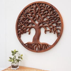 ガネーシャ レリーフ 25×24cm 夢 ゾウ 置物 バリ雑貨 木彫 円 丸形
