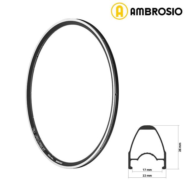 アンブロシオ RV26 700C クリンチャー チューブレスレディリム  28H 32H AMBRO...