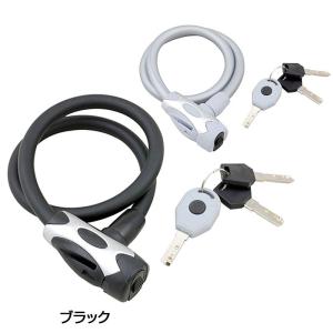 ジェイアンドシー J&C LEDキー付ワイヤー錠 JC-047W BK ブラック
