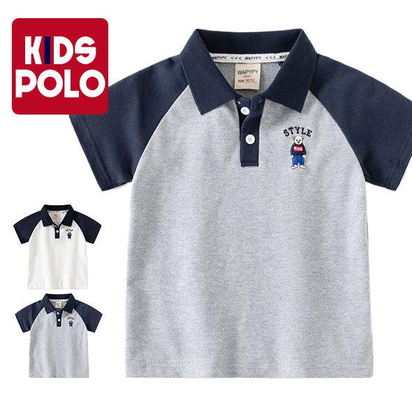 ポロシャツ 半袖シャツ POLOシャツ ボタンダウン キッズ服 子供服 バイカラー 男の子 女の子 ...