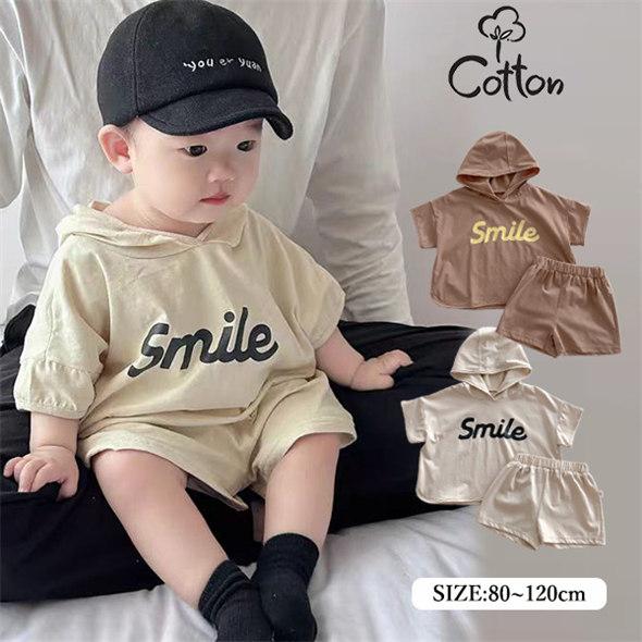 子供服 セットアップ 上下セット キッズ 服 女の子 男の子 夏 半袖 Tシャツ フードパーカー シ...