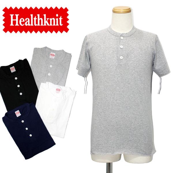 Healthknit ヘンリーネック Tシャツ メンズ レディース USAコットン 半袖tシャツ ｔ...