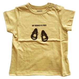 30％OFF　セール　ジェネレーター　子供服 　ベビー　generator Tシャツ（半袖）イエロー（MY WORLD FREE）（80cm/90cm）日本製　日本製子供服｜qeskesmoppet