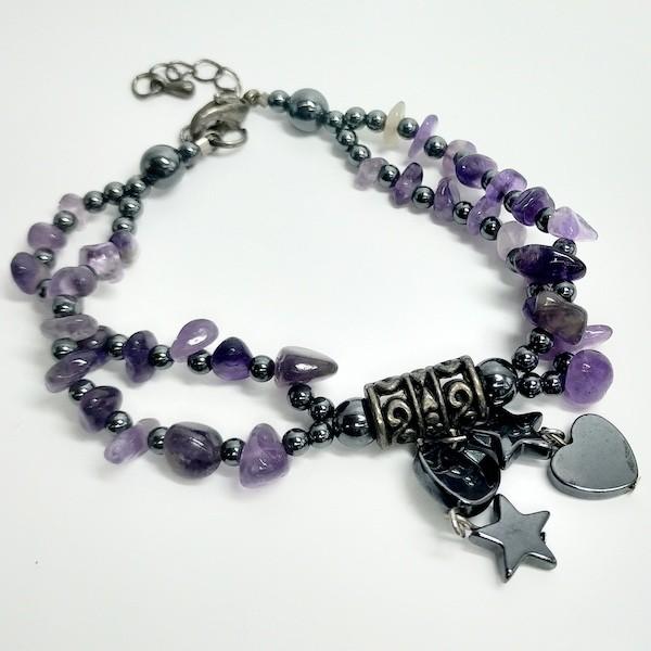 30％OFF アメジスト 2連 ブレスレット さざれ石 天然石 ブレスレット ジェムストーン AUU...