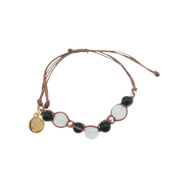 amatair アマタイル 黒水晶とホワイトカルサイト マクラメ ブレスレット 玄浄
