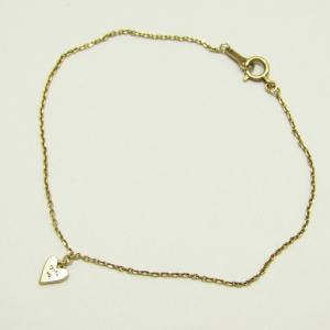 agete アガット ハートチャーム付き チェーン ブレスレット K10YG 0.6g