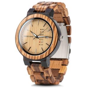 BOBO BIRD 木製腕時計 O26-1 父の日 おしゃれ 人気腕時計 天然木材 曜日・日付表示 日本製クォーツムーブメント 個性的なデザイン
