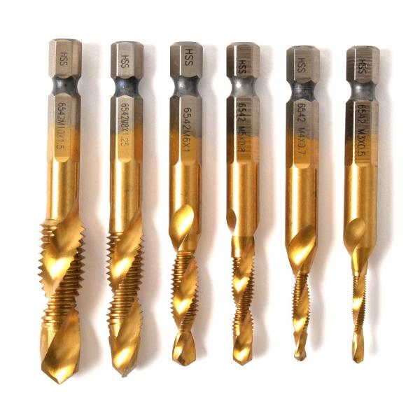 ドリルタップ HSS6542 穴あけ ネジ切り 六角軸 6本セット 工具 M3 M4 M5 M6 M...