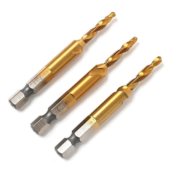 六角軸 HSS6542 TiN M4x0.7ドリルタップ 穴あけ ネジ切り 3本セット【M4】