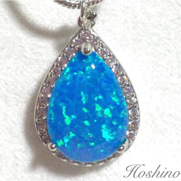 ブルーオパール　sona ダイヤモンド　ネックレス　シルバー　プラチナ