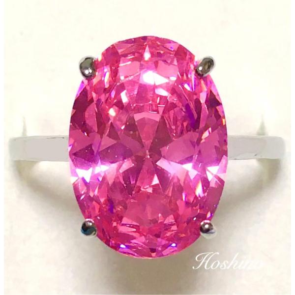 特大　ピンク sona ダイヤモンド　シルバー　リング　プラチナ仕上げ