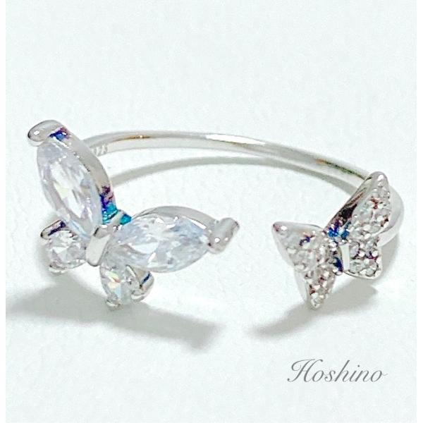 sonaダイヤモンド　シルバー925製　蝶々　リング　フリーサイズ