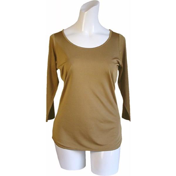 100％シルク　七分袖シャツ（モカ）