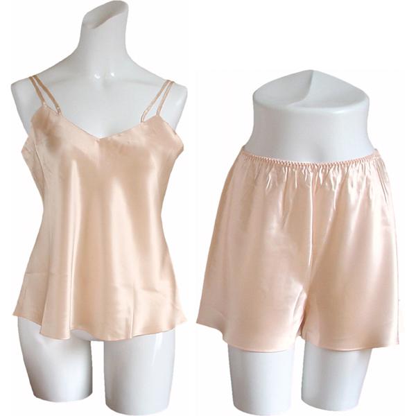 100％シルク　キャミソール＆タップパンツ（ピンク）