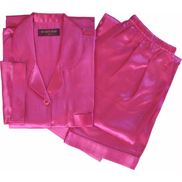 100％シルク　レディースパジャマ（ディープピンク）