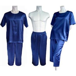 100％シルク　Ｔシャツ＆パンツ（七分丈）（インディゴ）