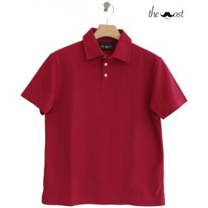 モスト オリジナル鹿の子 チェリーカラー 赤半袖ポロシャツ メンズMサイズ フランス製｜qpshop-gifu