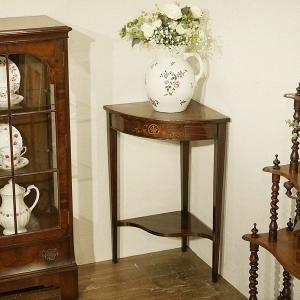 英国イギリスアンティーク家具 コーナースタンド 象嵌(インレイ) 飾り棚 ローズウッド A923｜qs-antiques