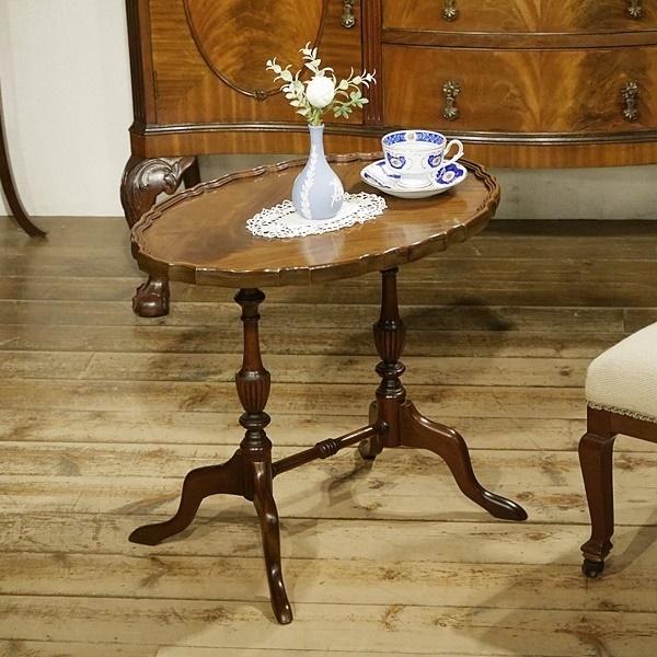 英国イギリスアンティーク家具 コーヒーテーブル オーバル 楕円 猫脚 マホガニー材 A980