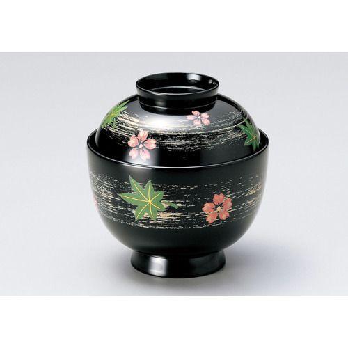 木製越前塗　桜楓　小吸物椀　黒