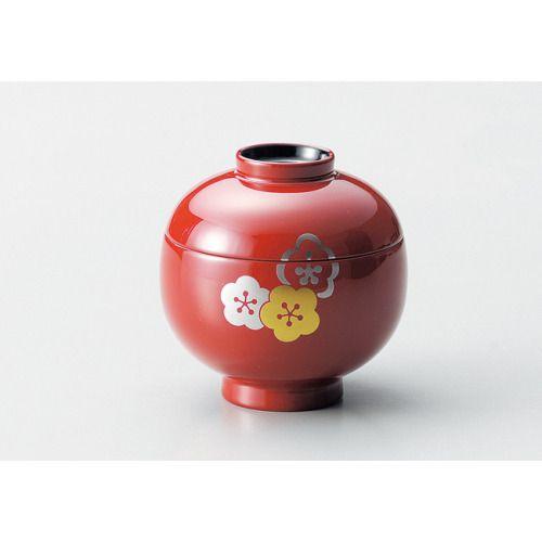 吸物椀 梅ちらし 小吸椀 朱