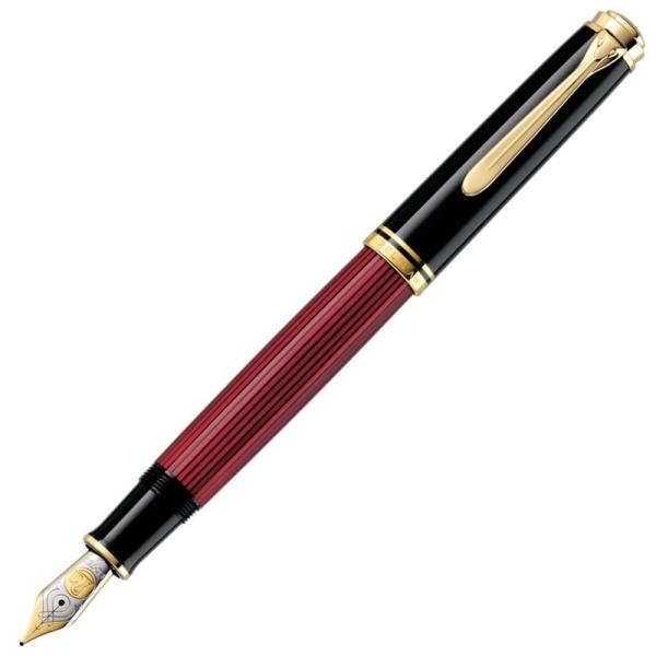 万年筆 Pelikan ペリカン F 細字 スーベレーン レッドストライプ M800 吸入式 正規輸...