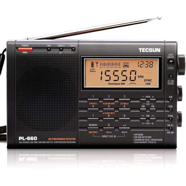 短波ラジオ TECSUN PL-660 (黒) FM/LW/MW/SW/AIR エアバンド BCL ...