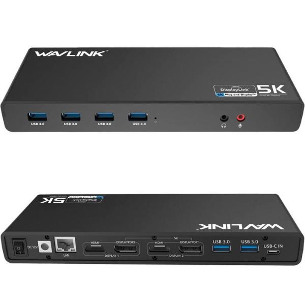 WAVLINK USB 3.0/USB CウルトラHD / 5Kユニバーサルドッキングステーション、...