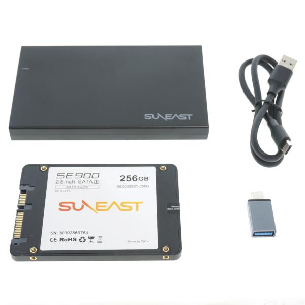新品 安心のブランド SUNEAST製 外付けSSD 256GB USB C-USB A ケーブル付...
