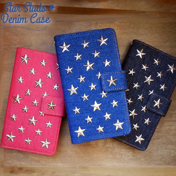 iPhone16 ケース カバー 手帳 手帳型 iPhone 16 スタースタッズデニム アイフォン...